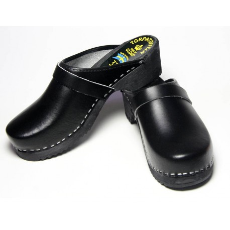 Sabots suédois unisexes cuir noir L ORIGINAL du 36 au 45 - Sabots artisanaux suédois unisexes - Photo 1