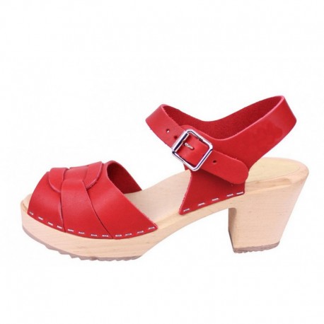 Ultima Thulé Sandales suédoises "PEEP TOE" 7 cm - couleur rouge-cerise