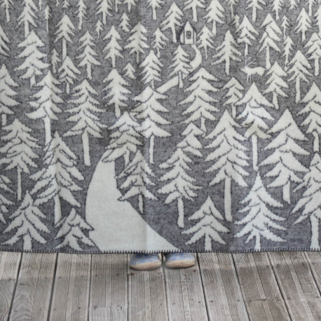 FORÊT PLAID ÉPAIS GRIS LAINE KLIPPAN YLLEFABRIK