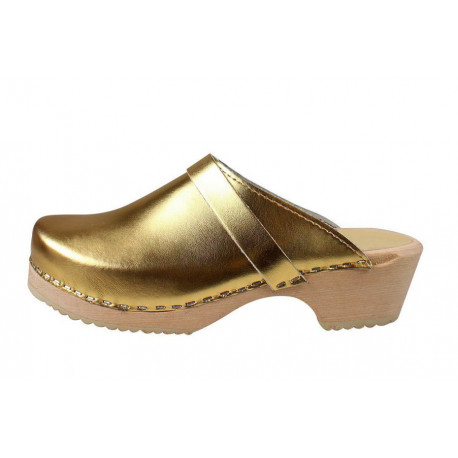 Ultima Thulé SWEDISH CLOGS GENUINE, GOLD LEATHER