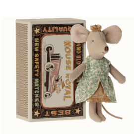 LITTLE SISTER MOUSE PRINCESS (GREEN) IN MATCHBOX MAILEG - Maileg toys & accessories - image 1 2