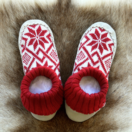 Chaussons-Chaussettes rouge et blanc