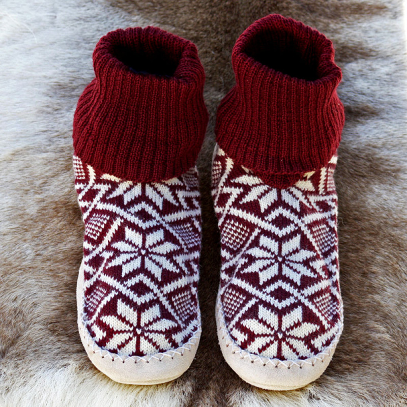 Traditionnel chausson chaussette rose pour enfant en laine norvégienne