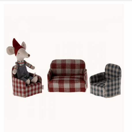 FAUTEUIL MINIATURE ROUGE POUR SOURIS MAILEG