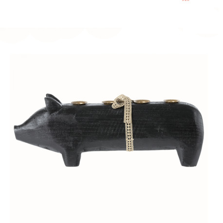 COCHON EN BOIS TAILLE LARGE 4 BOUGEOIRS MAILEG
