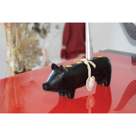 COCHON EN BOIS TAILLE LARGE 4 BOUGEOIRS MAILEG