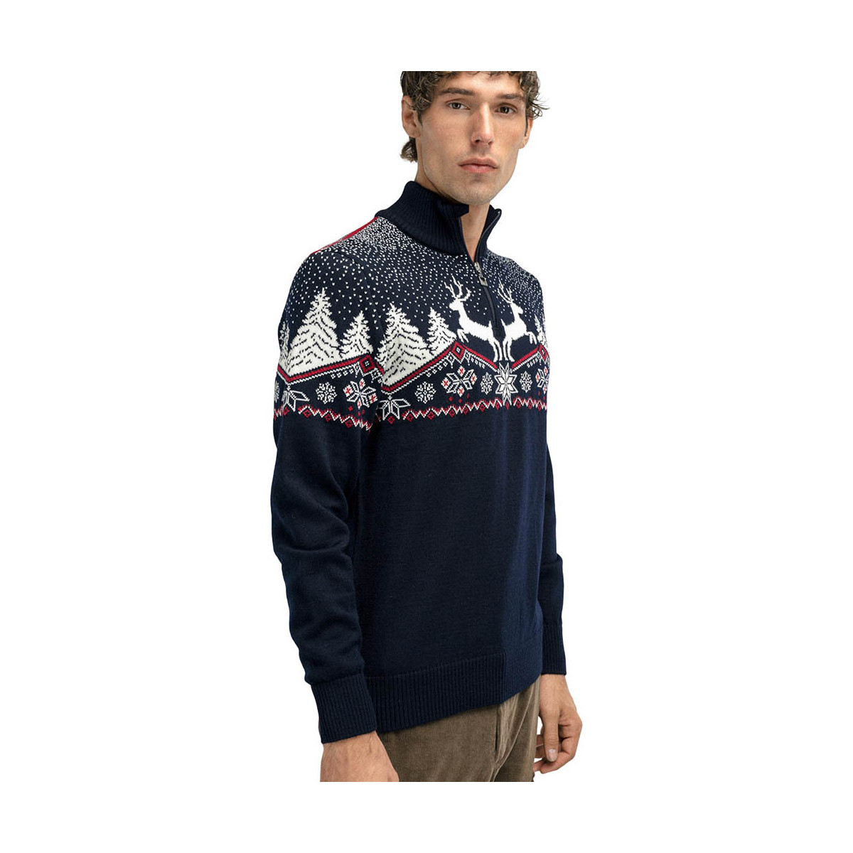 Pull De Noël Homme/Femme - Cardigan En Peluche Imprimé Feuilles De Noël - Style Chaud Et Festif