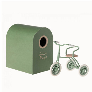 TRICYCLE AVEC PANIER ET ABRI vert POUR SOURIS MAILEG