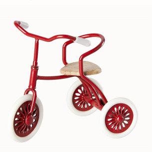 TRICYCLE WITH BASKET AND ABRI MOUSE RED MAILEG 2