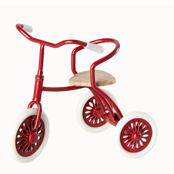 TRICYCLE AVEC PANIER ET ABRI rouge POUR SOURIS MAILEG