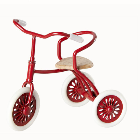 TRICYCLE AVEC PANIER ET ABRI rouge POUR SOURIS MAILEG