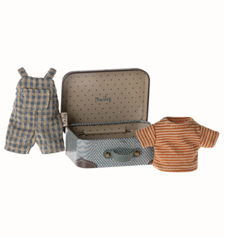 OVERALLS AND SHIRT IN SUITCASE FOR BIG BROTHER MOUSE MAILEG OVERALLS AND SHIRT IN SUITCASE FOR BIG BROTHER MOUSE MAILEG