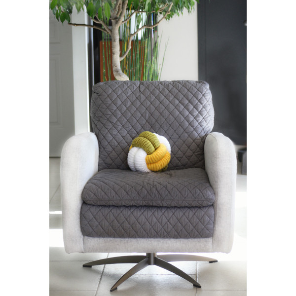 COUSSIN NOEUD KNIT KNOT MEDIUM VERT JAUNE le compagnon du dos