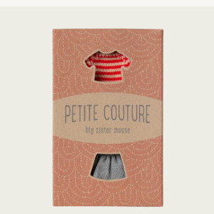 SET VETEMENTS TRICOT JUPE POUR GRANDE SOEUR SOURIS MAILE 2