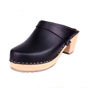 SWEDISH CLOGS BLACKLEATHER HIGH HEELS FROM 37 TO 41