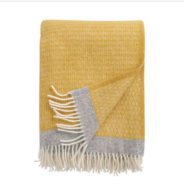 HARALD yellow LAMBS WOOL THROW KLIPPAN YLLEFABRIK