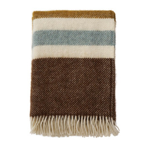 GOTLAND STRIPE NOIX CARAMEL PLAID LAINE KLIPPAN YLLEFABRIK