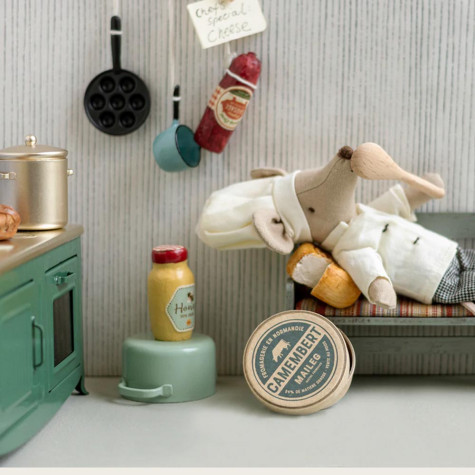 BIG BROTHER CHEF MOUSE WITH SOUP POT AND SPOON MAILEG