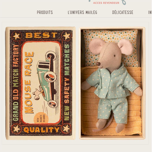 PETIT FRERE SOURIS MAILEG DANS SA BOITE D ALLUMETTE