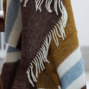 GOTLAND STRIPE NOIX CARAMEL PLAID LAINE KLIPPAN YLLEFABRIK 2